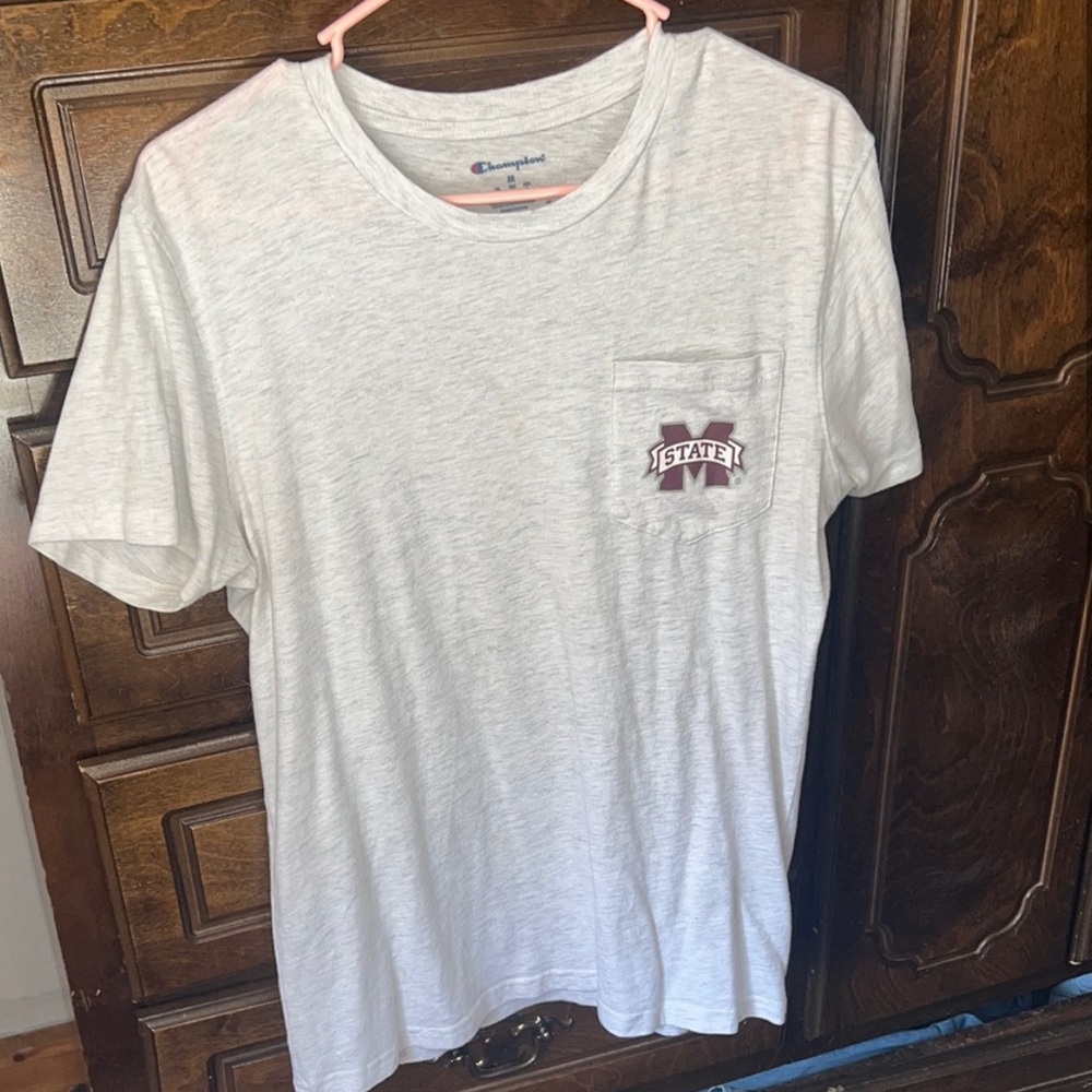 Champion Light Gray T-Shirt with Logo Pocket